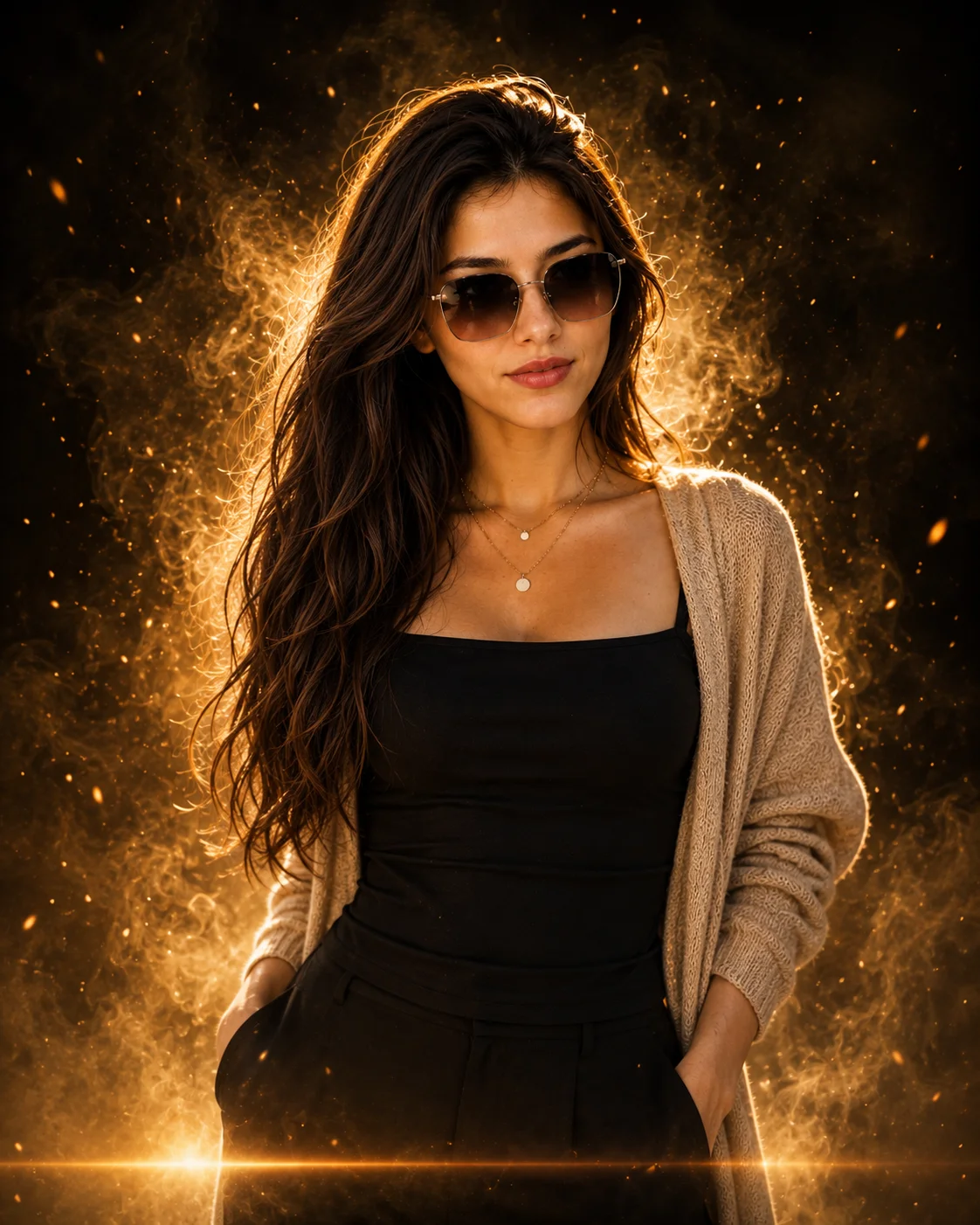 Golden Smoke Luxury Fashion Portrait AI Prompt AI generated prompt preview