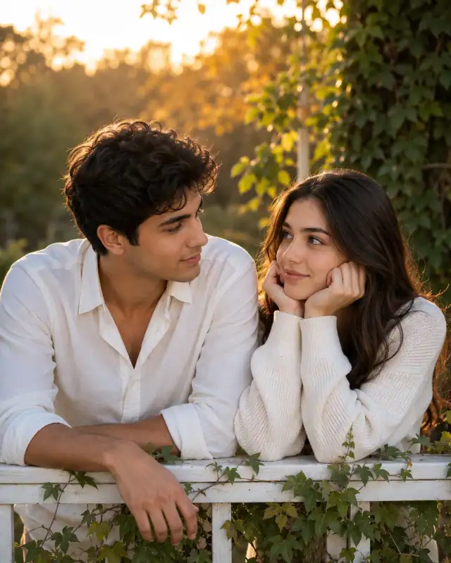 Golden Hour Botanical Garden Couple Portrait